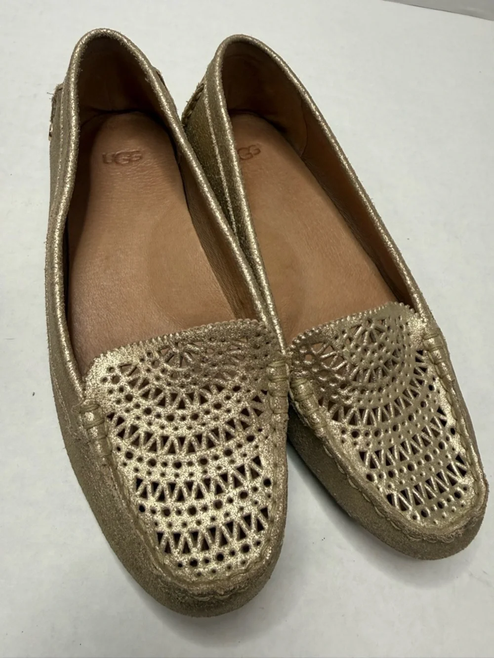 UGG Clair Metallic Gold Loafers 8.5